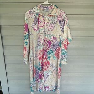 Vintage Travel Lite by Boutique Floral Gown Size P Long Sleeve Loungewear